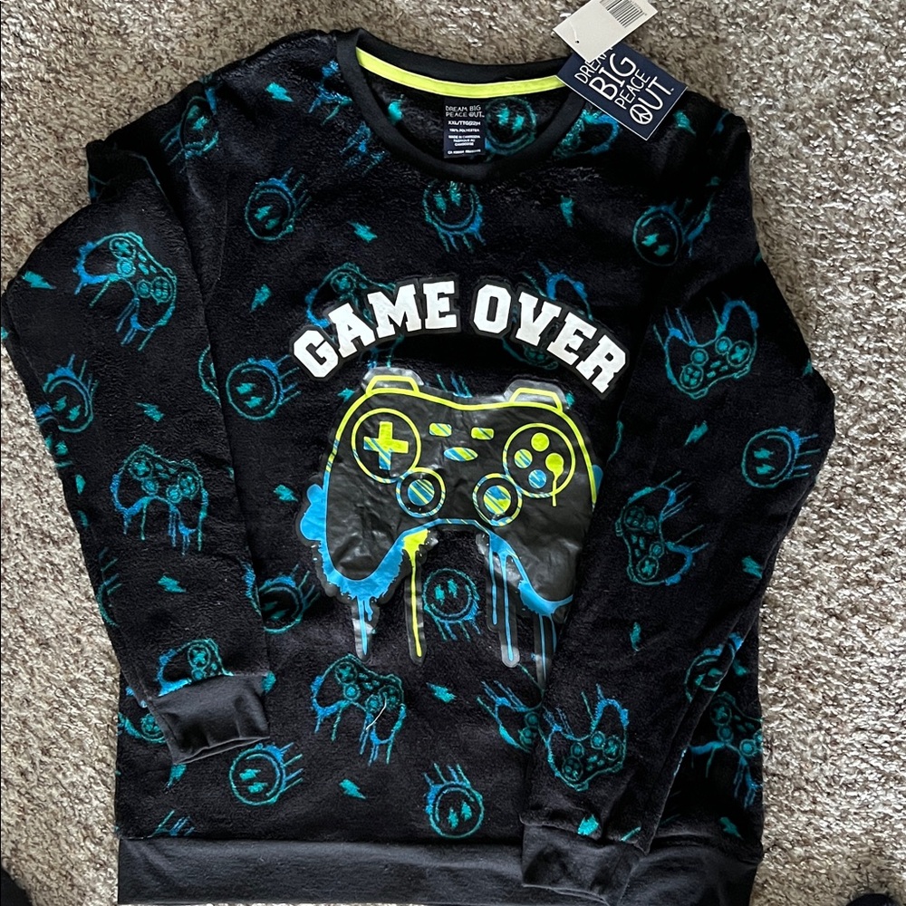 Big Chill Black Sweatshirt with Teal and Neon Yellow Controller Graphic - Picture 2 of 5